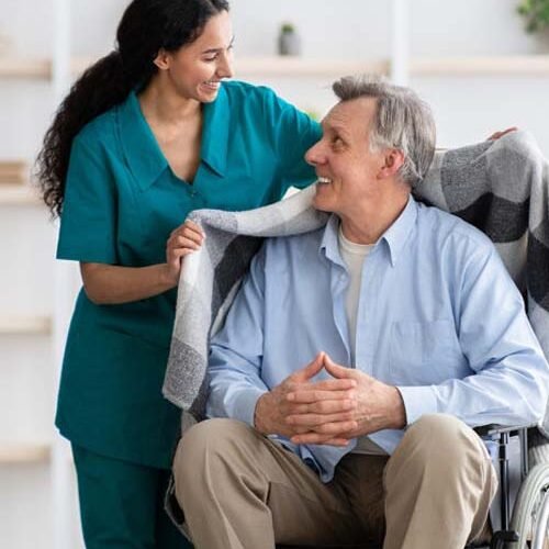 female nurse holding tablet computer